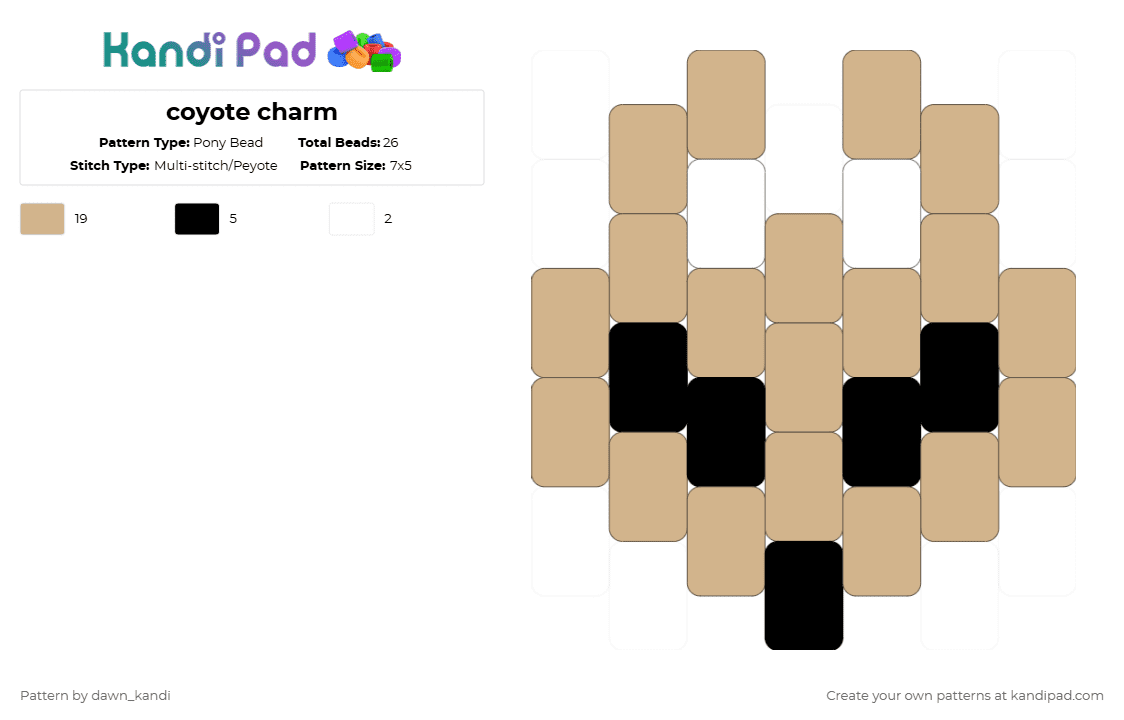 coyote charm - Pony Bead Pattern by dawn_kandi on Kandi Pad - beige