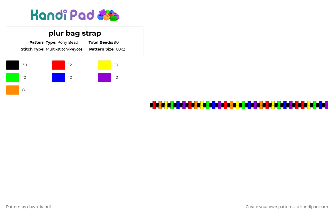 mini bag strap - Pony Bead Pattern by dawn_kandi on Kandi Pad - red,purple