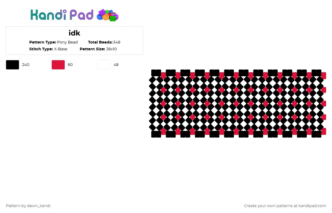 idk - Pony Bead Pattern by dawn_kandi on Kandi Pad - black,red,white,cotddarkness