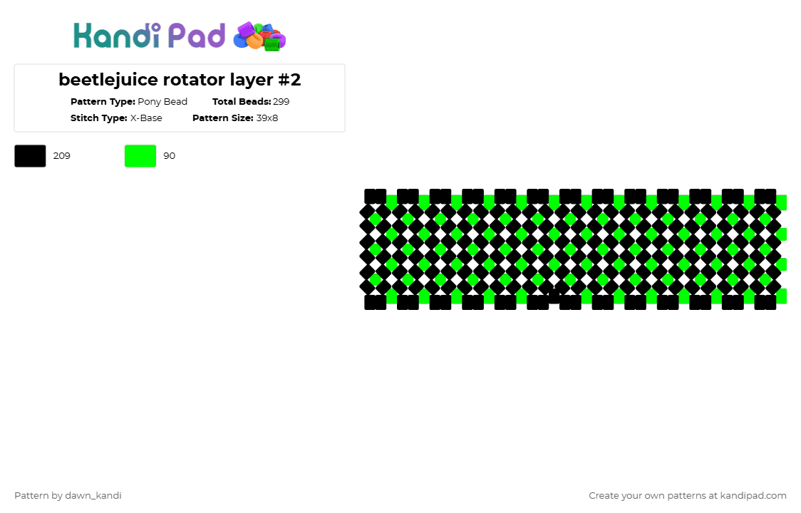 beetlejuice rotator layer #2 - Pony Bead Pattern by dawn_kandi on Kandi Pad - green,black
