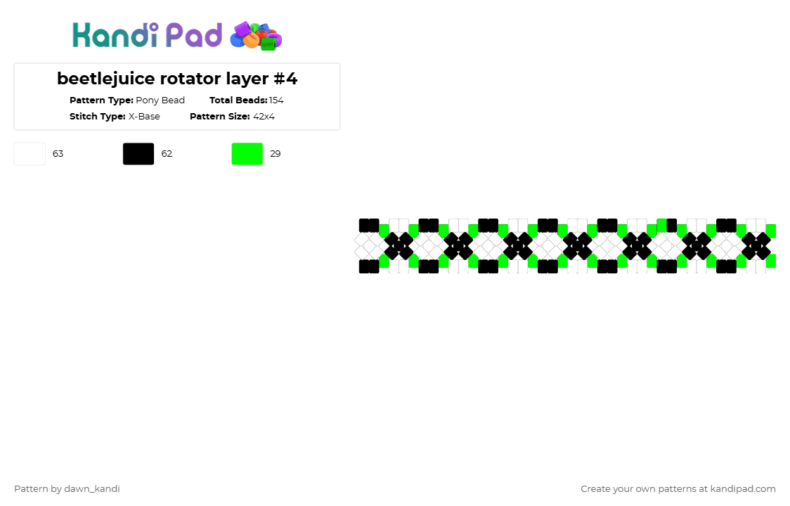 beetlejuice rotator layer #4 - Pony Bead Pattern by dawn_kandi on Kandi Pad - white,green