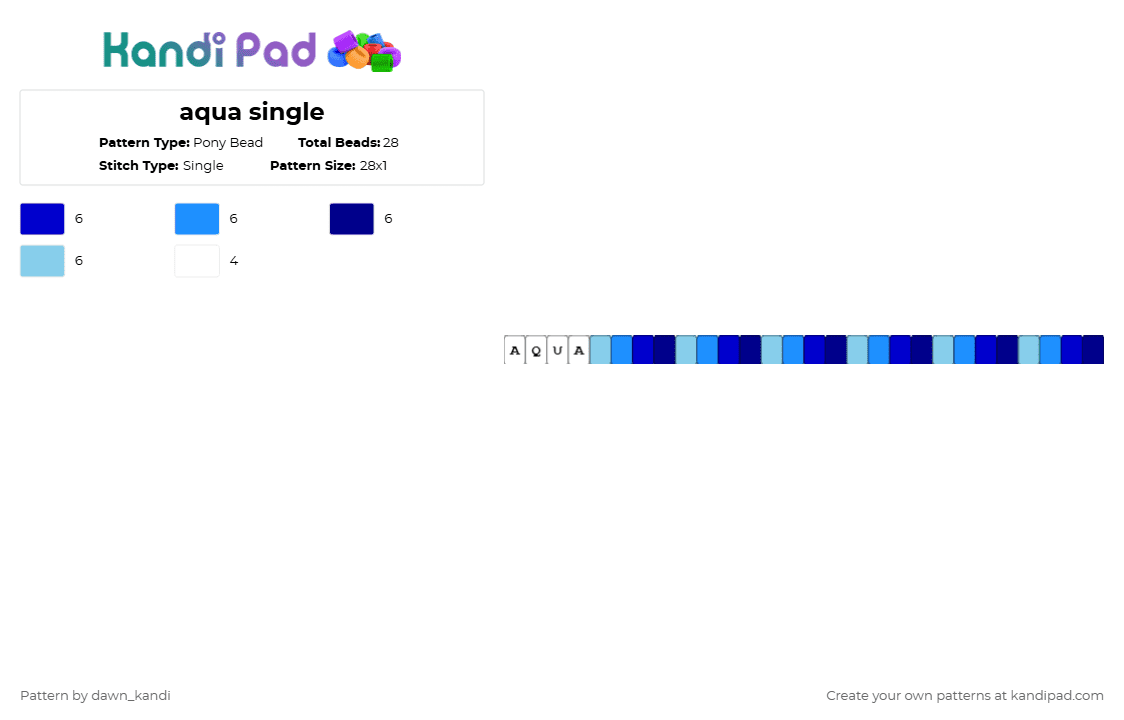 aqua single - Pony Bead Pattern by dawn_kandi on Kandi Pad - purple,light blue,fursona,furry,aqua