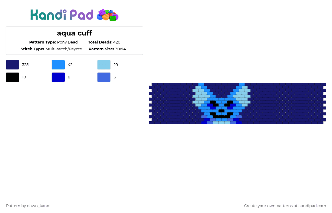 aqua cuff - Pony Bead Pattern by dawn_kandi on Kandi Pad - purple,aqua,furry,fursona