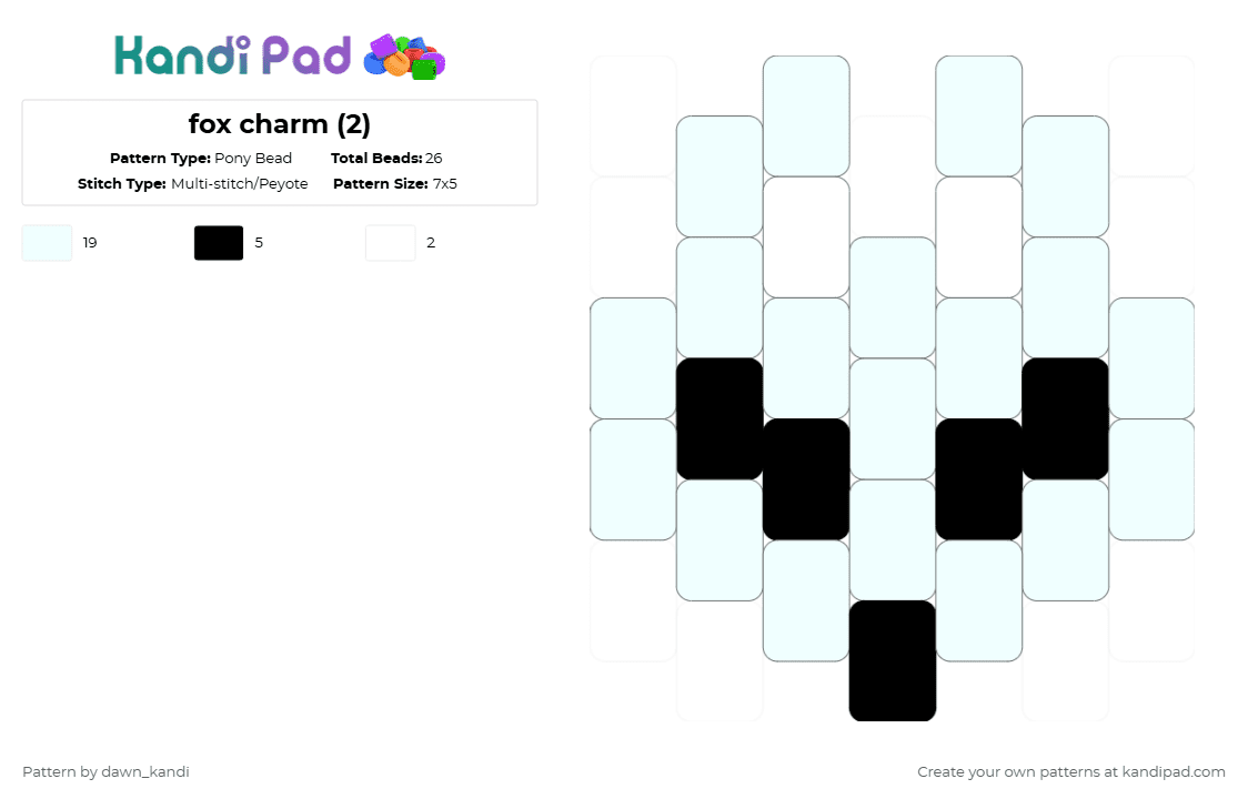 fox charm (2) - Pony Bead Pattern by dawn_kandi on Kandi Pad - white