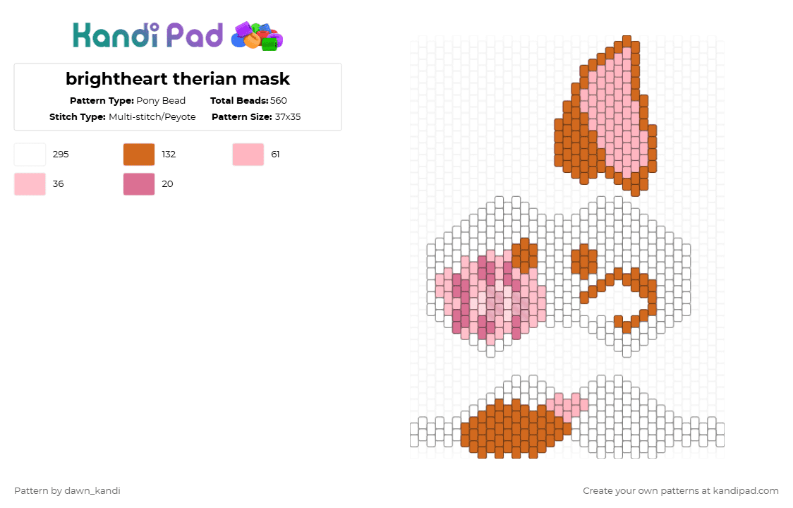 brightheart therian mask - Pony Bead Pattern by dawn_kandi on Kandi Pad - orange,pink,warrior cats,therian,therian mask,mask