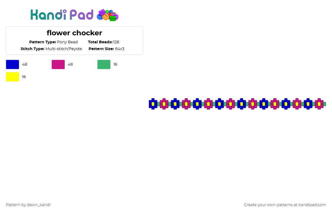 flower chocker - Pony Bead Pattern by dawn_kandi on Kandi Pad - purple,pink