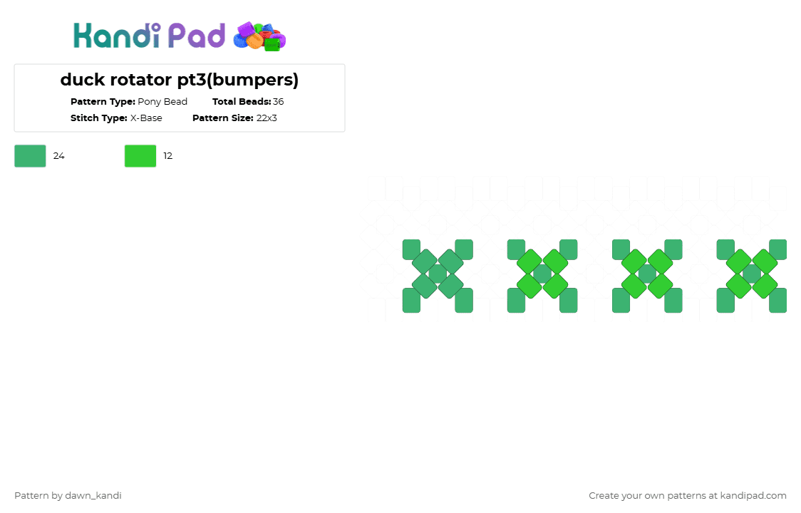 duck rotator pt3(bumpers) - Pony Bead Pattern by dawn_kandi on Kandi Pad - green
