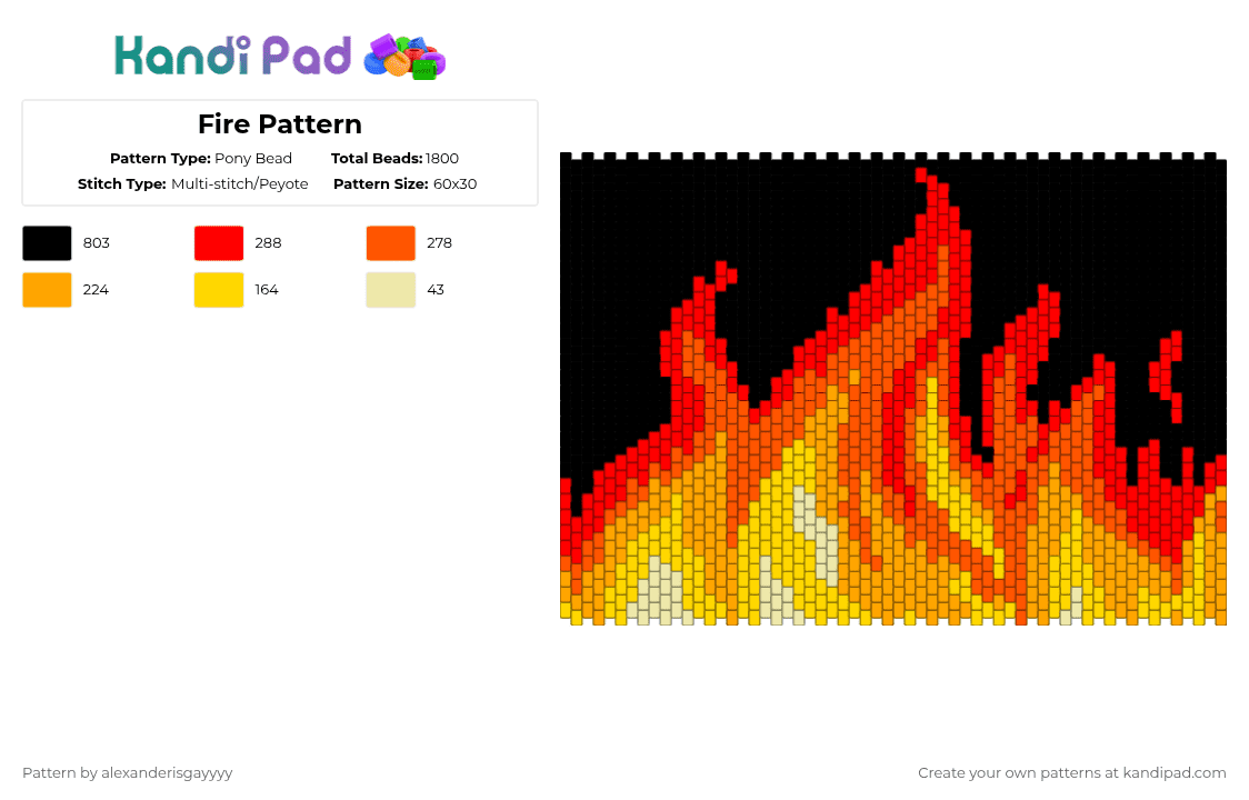 Little Fire Pattern Fire Pattern Pony Bead Pattern - Kandi Pad | Kandi Patterns, Fuse Bead ...