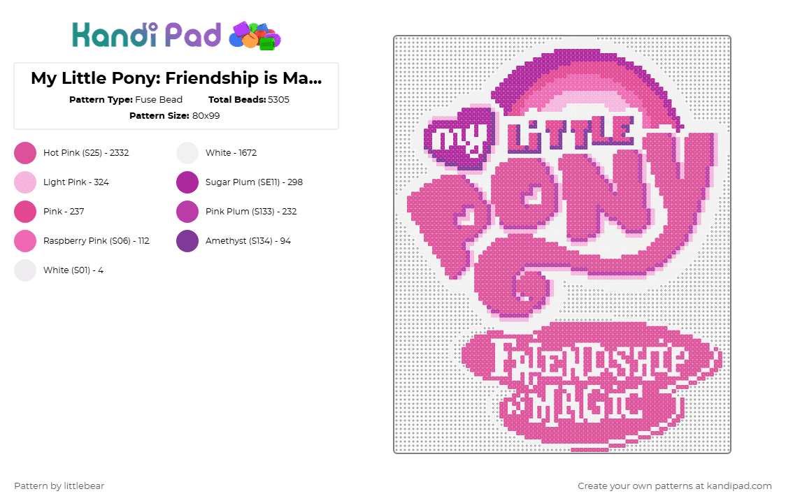 My Little Pony: Friendship is Magic Logo - Fuse Bead Pattern by littlebear on Kandi Pad - mlp,mlp fim,fim,my little pony,cartoons,tv shows
