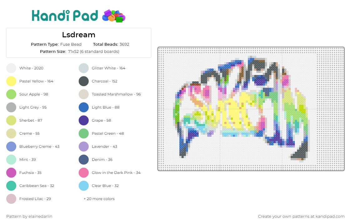 Lsdream - Fuse Bead Pattern by elainedarlin on Kandi Pad - lsdream,music,dj,edm,colorful