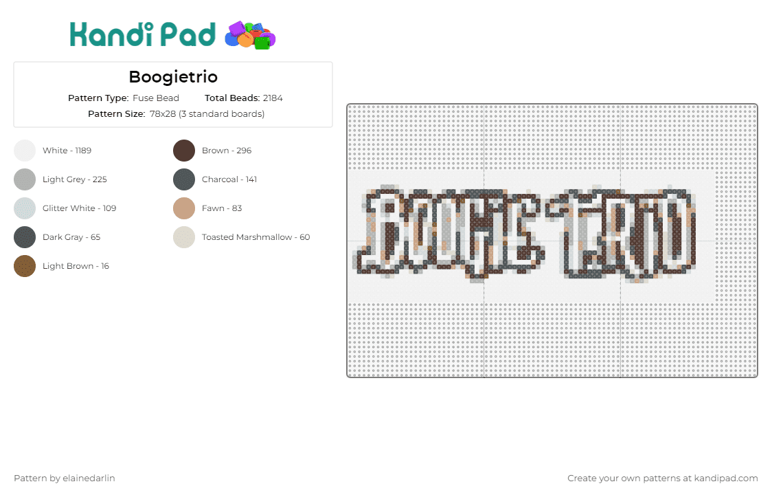Boogietrio - Fuse Bead Pattern by elainedarlin on Kandi Pad - boogie t,boogie trio,music,dj,band,edm