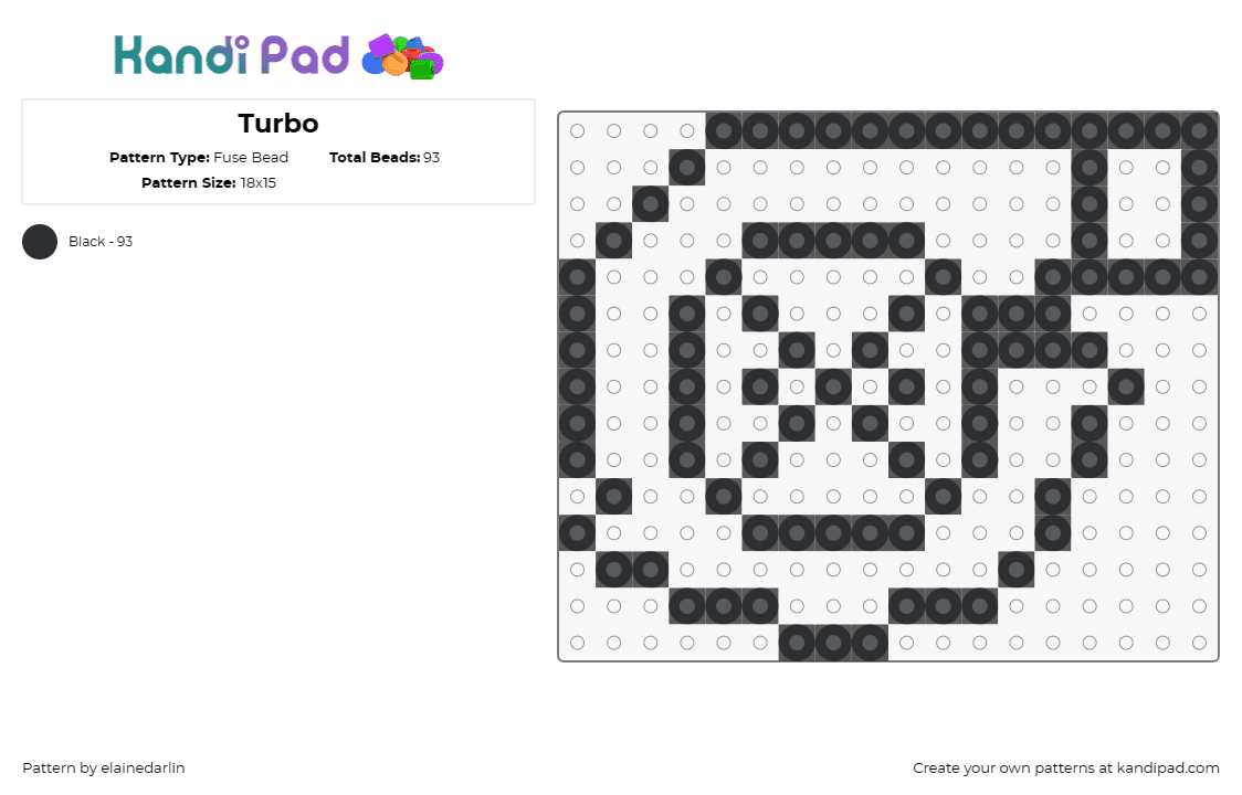 Turbo - Fuse Bead Pattern by elainedarlin on Kandi Pad - turbo,cars