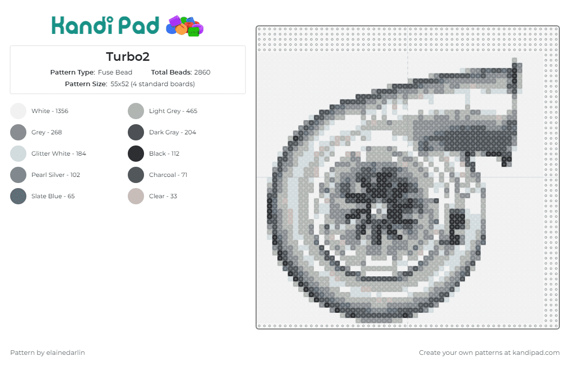 Turbo2 - Fuse Bead Pattern by elainedarlin on Kandi Pad - turbo,cars