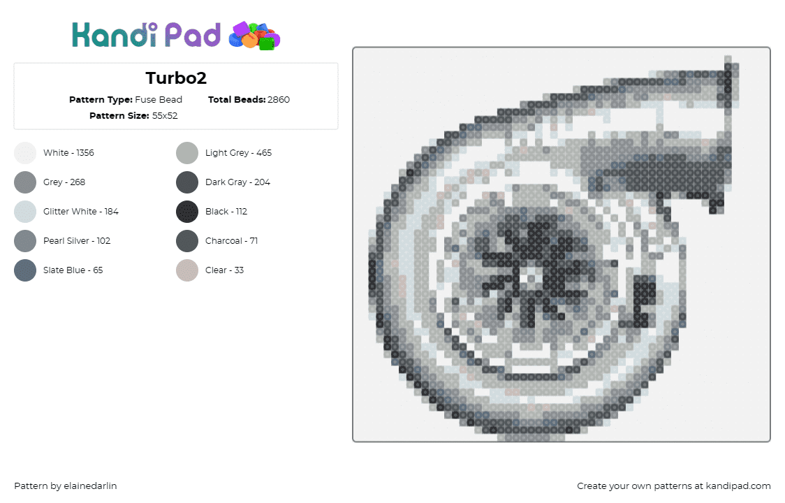 Turbo2 - Fuse Bead Pattern by elainedarlin on Kandi Pad - turbo,cars