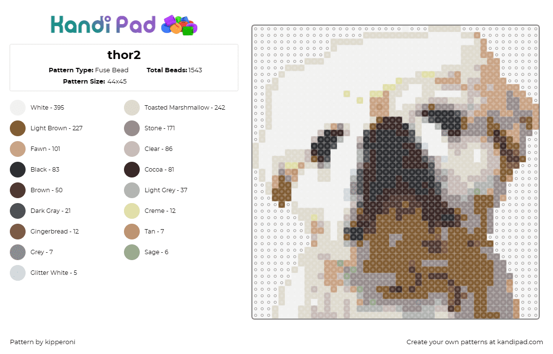 thor2 - Fuse Bead Pattern by kipperoni on Kandi Pad - dog,puppy,animal,likeness,warmth,affection,space,radiates