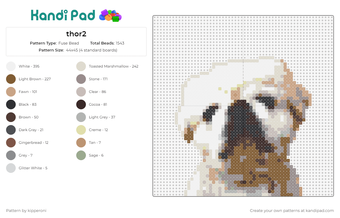 thor2 - Fuse Bead Pattern by kipperoni on Kandi Pad - dog,puppy,animal,charming,likeness,warmth,affection,delightful,space,radiates