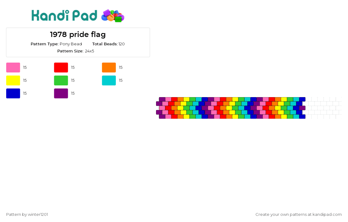 1978 pride flag - Pony Bead Pattern by winter1201 on Kandi Pad - chevron,rainbow,pride,colorful,arrows,community,cuff
