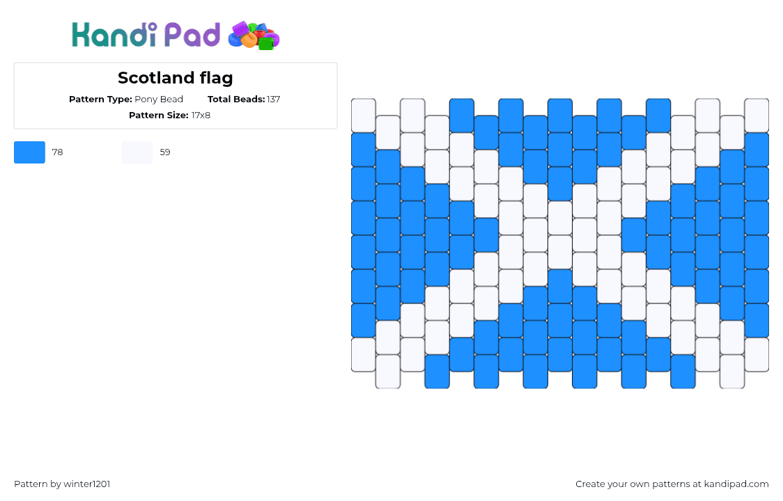 Scotland flag - Pony Bead Pattern by winter1201 on Kandi Pad - 