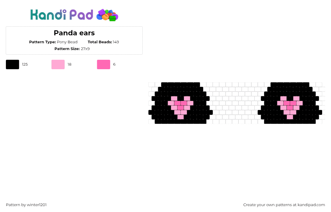 Panda ears - Pony Bead Pattern by winter1201 on Kandi Pad - 