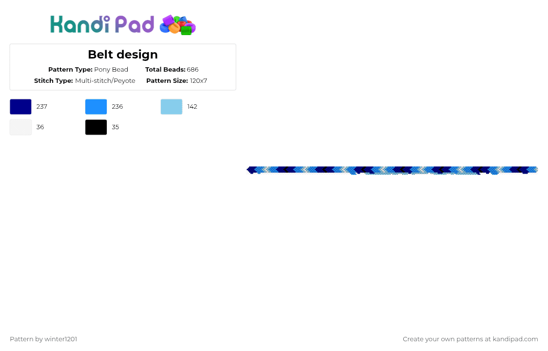 Belt design - Pony Bead Pattern by winter1201 on Kandi Pad - chevron,belt,light blue,purple