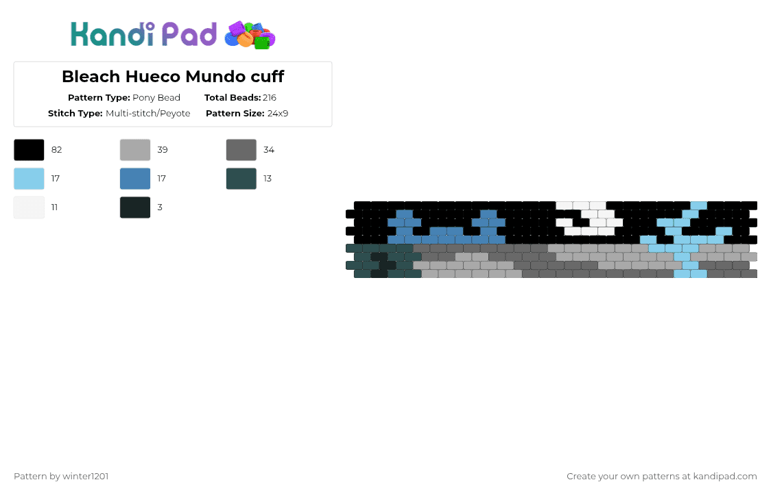 Bleach Hueco Mundo cuff - Pony Bead Pattern by winter1201 on Kandi Pad - beige,gray