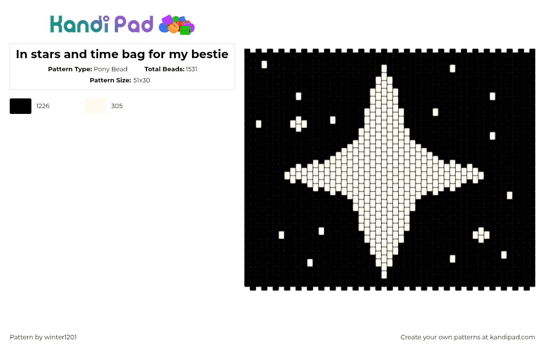 In stars and time bag for my bestie - Pony Bead Pattern by winter1201 on Kandi Pad - night,star,in stars and time,bag,panel,video game,black,white