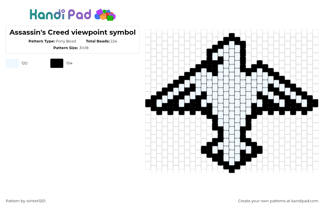 Assassin\'s Creed viewpoint symbol - Pony Bead Pattern by winter1201 on Kandi Pad - viewpoint,assassins creed,symbol,video game,white,black