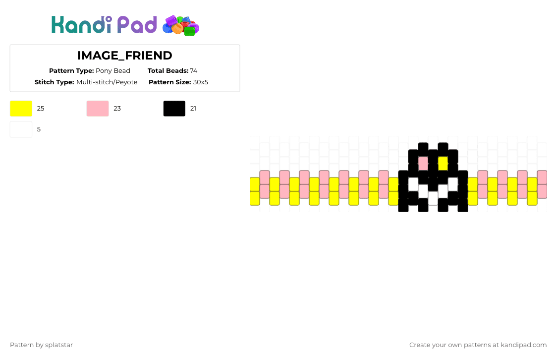 IMAGE_FRIEND - Pony Bead Pattern by splatstar on Kandi Pad - yellow,pink