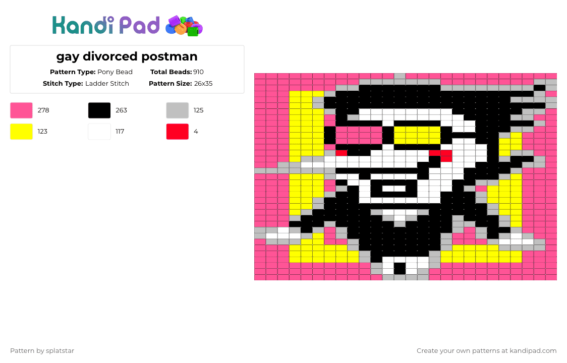 gay divorced postman - Pony Bead Pattern by splatstar on Kandi Pad - beige,pink