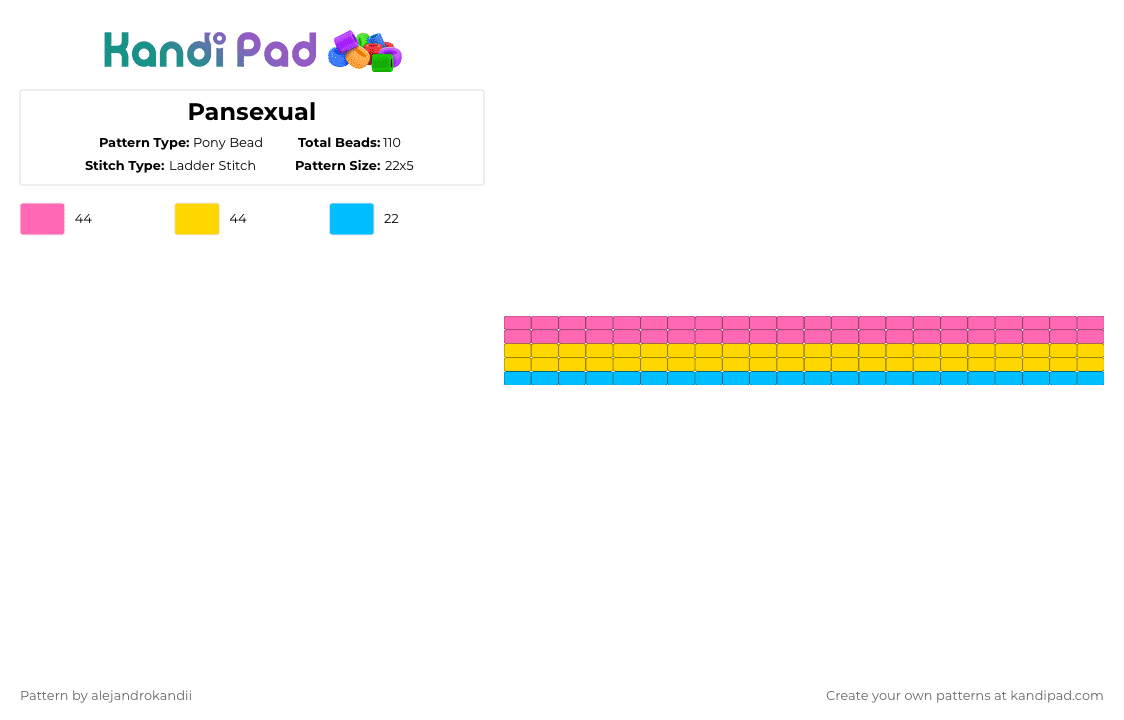 Pansexual - Pony Bead Pattern by alejandrokandii on Kandi Pad - pink,yellow