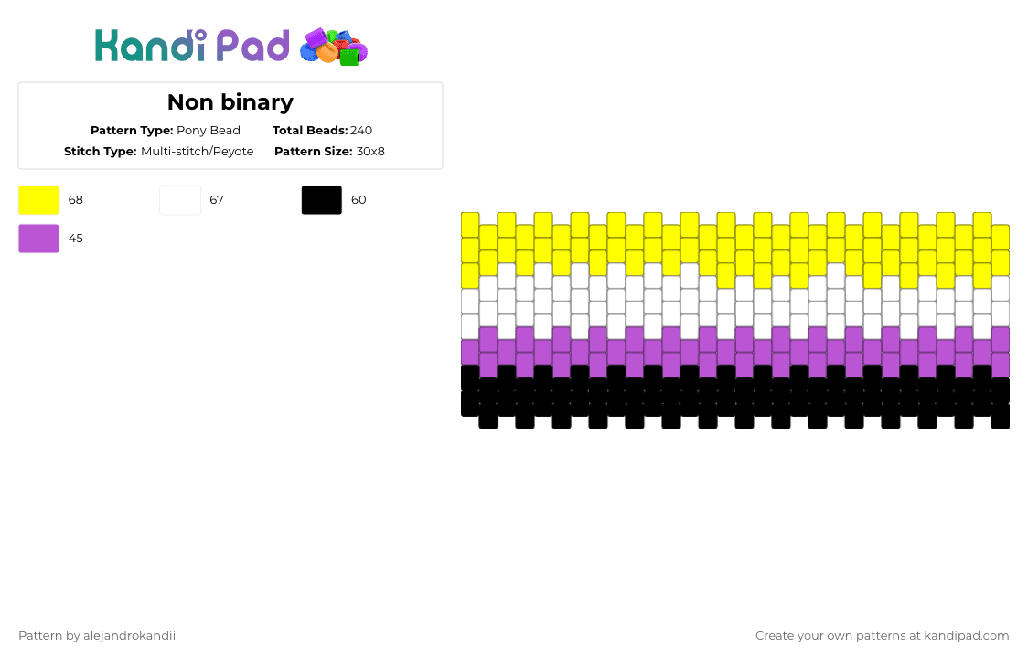 Non binary - Pony Bead Pattern by alejandrokandii on Kandi Pad - yellow,pink