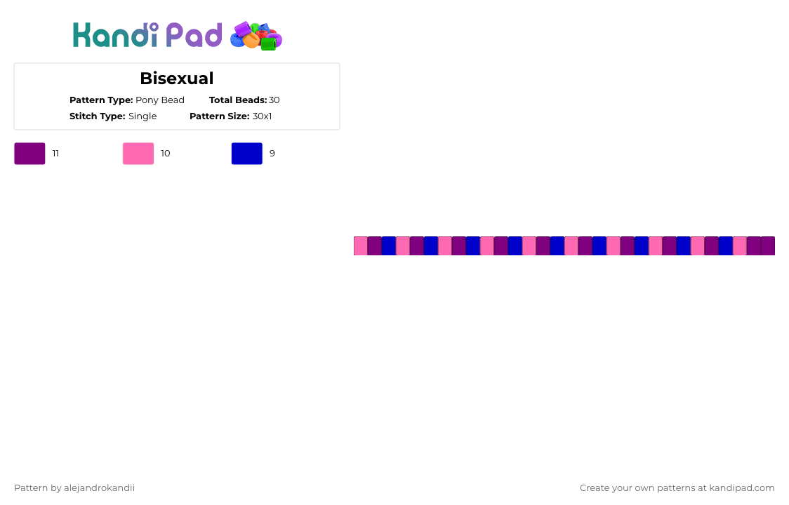 Bisexual - Pony Bead Pattern by alejandrokandii on Kandi Pad - pink,purple