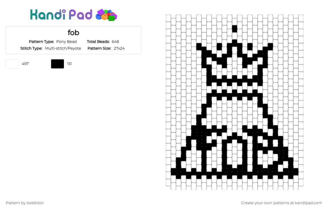 fob - Pony Bead Pattern by bobbiboi on Kandi Pad - white