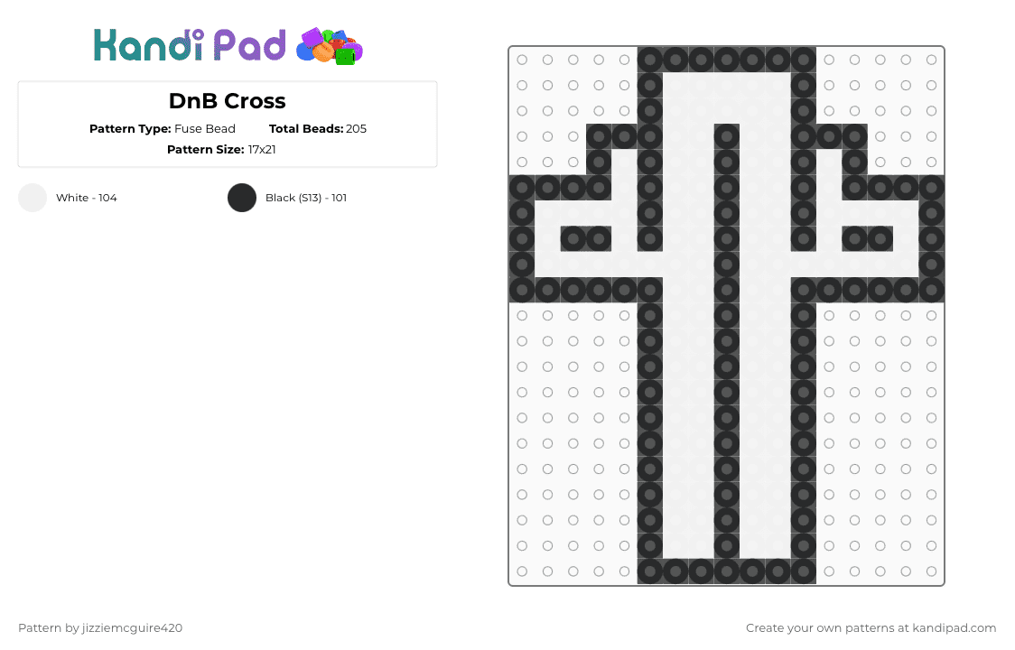 DnB Cross - Fuse Bead Pattern by jizziemcguire420 on Kandi Pad - dnb,cross,edm,music,red,black