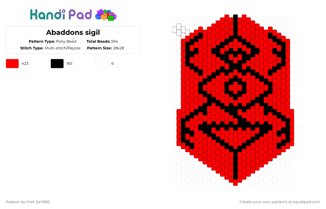 Abaddons sigil - Pony Bead Pattern by fnaf_fan1983 on Kandi Pad - red