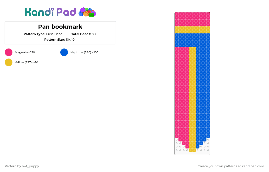 Pan bookmark - Fuse Bead Pattern by b4t_puppy on Kandi Pad - blue, pink