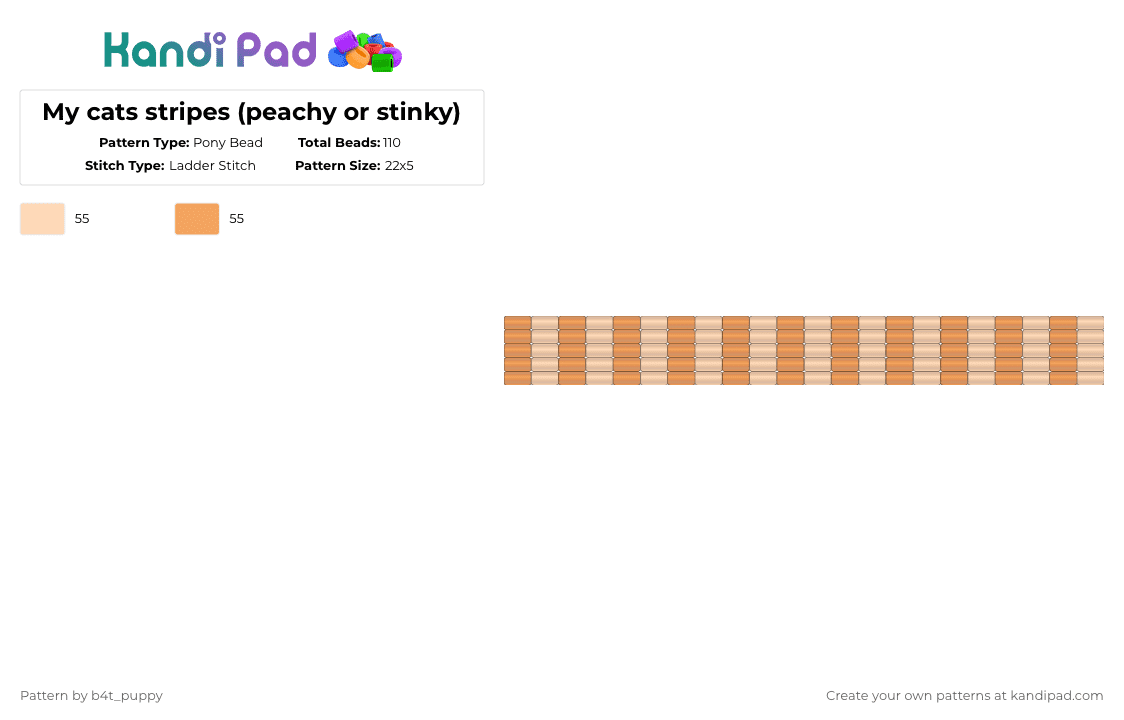 My cats stripes (peachy or stinky) - Pony Bead Pattern by b4t_puppy on Kandi Pad - beige,orange