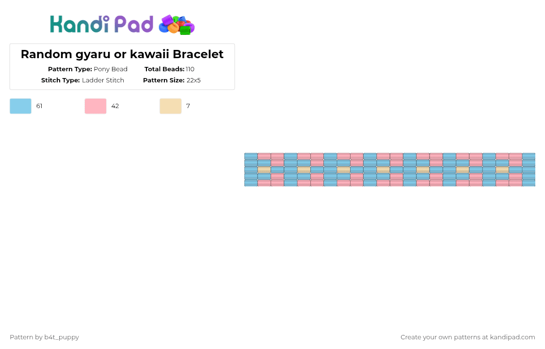 Random gyaru or kawaii Bracelet - Pony Bead Pattern by b4t_puppy on Kandi Pad - light blue, pink