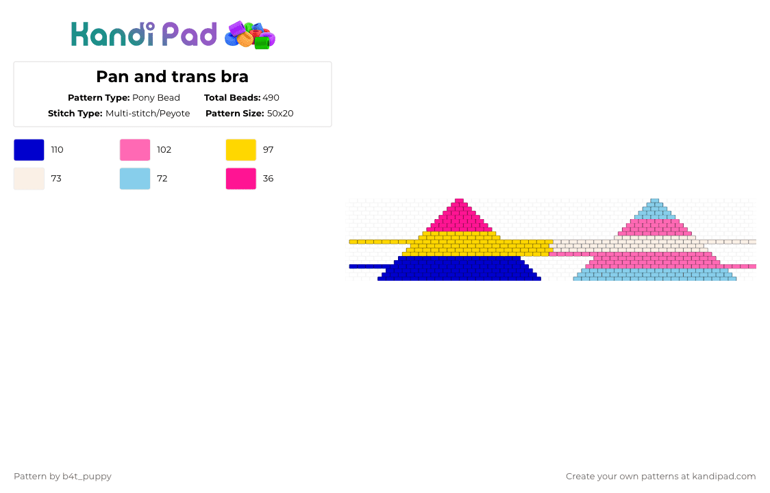 Pan and trans bra - Pony Bead Pattern by b4t_puppy on Kandi Pad - purple,pink
