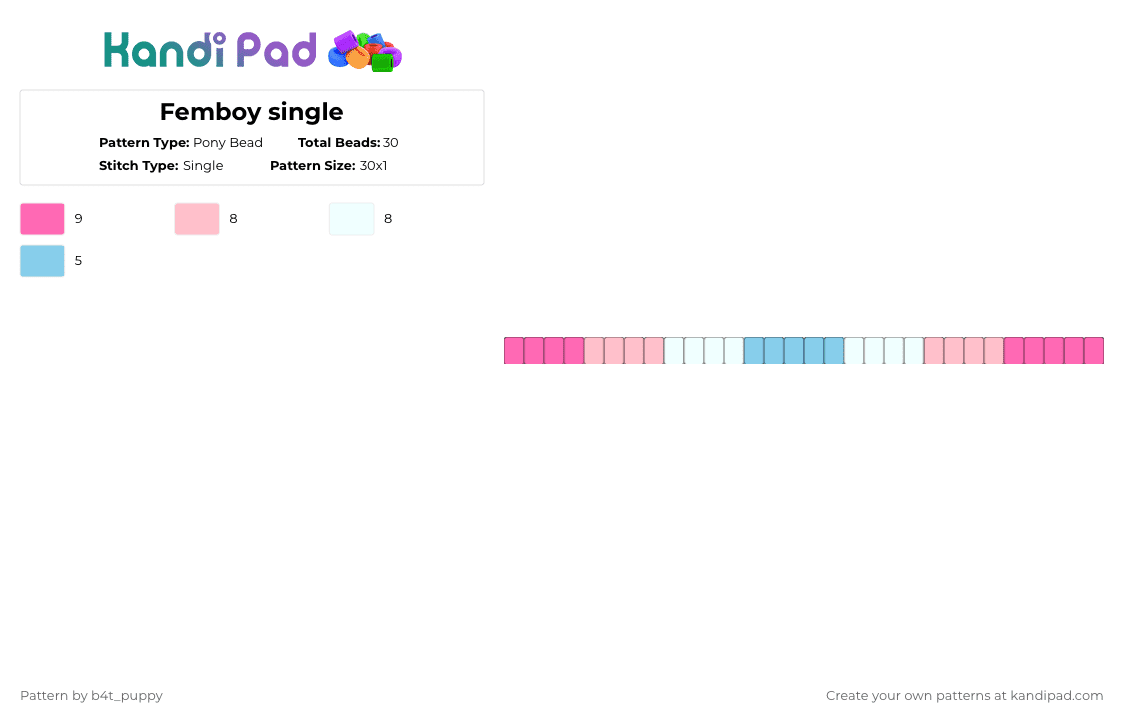Femboy single - Pony Bead Pattern by b4t_puppy on Kandi Pad - pink
