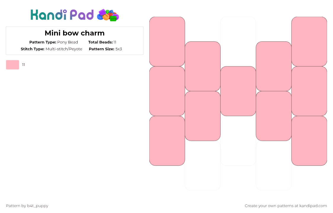 Mini bow charm - Pony Bead Pattern by b4t_puppy on Kandi Pad - pink