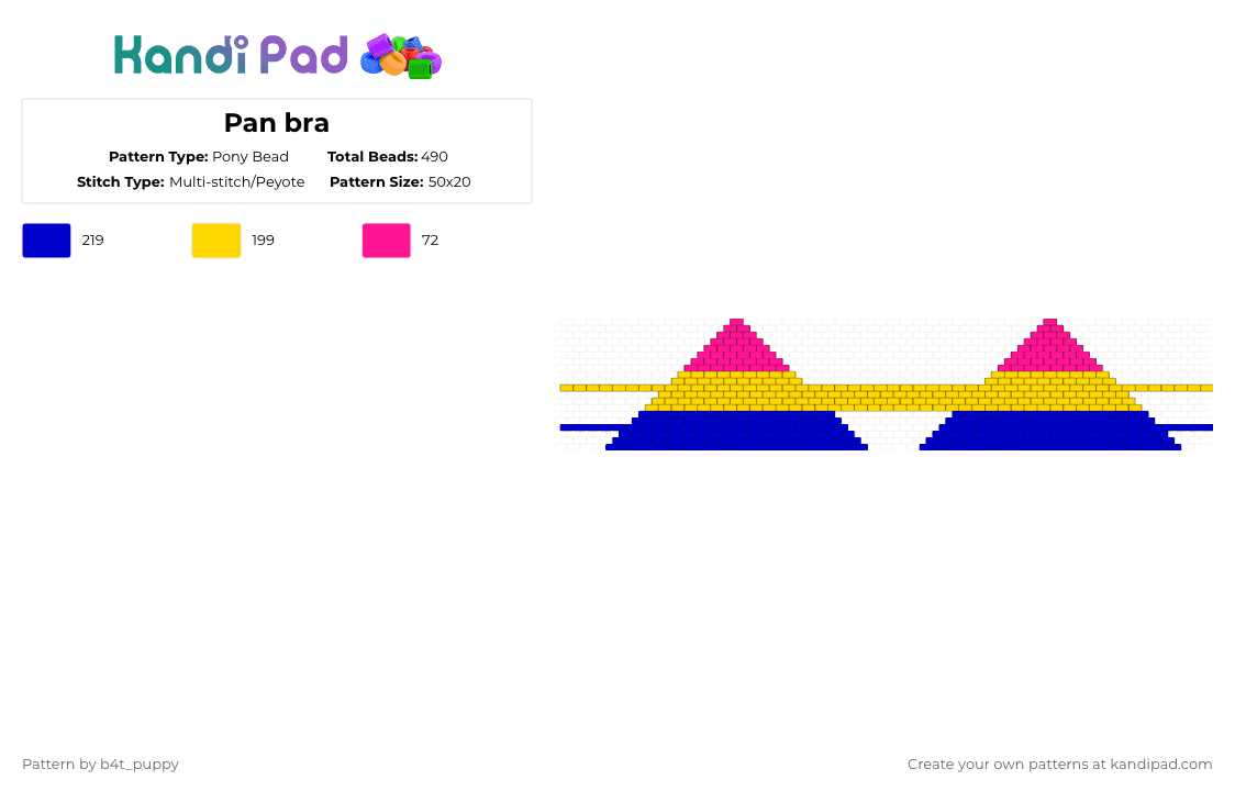 Pan bra - Pony Bead Pattern by b4t_puppy on Kandi Pad - purple, yellow
