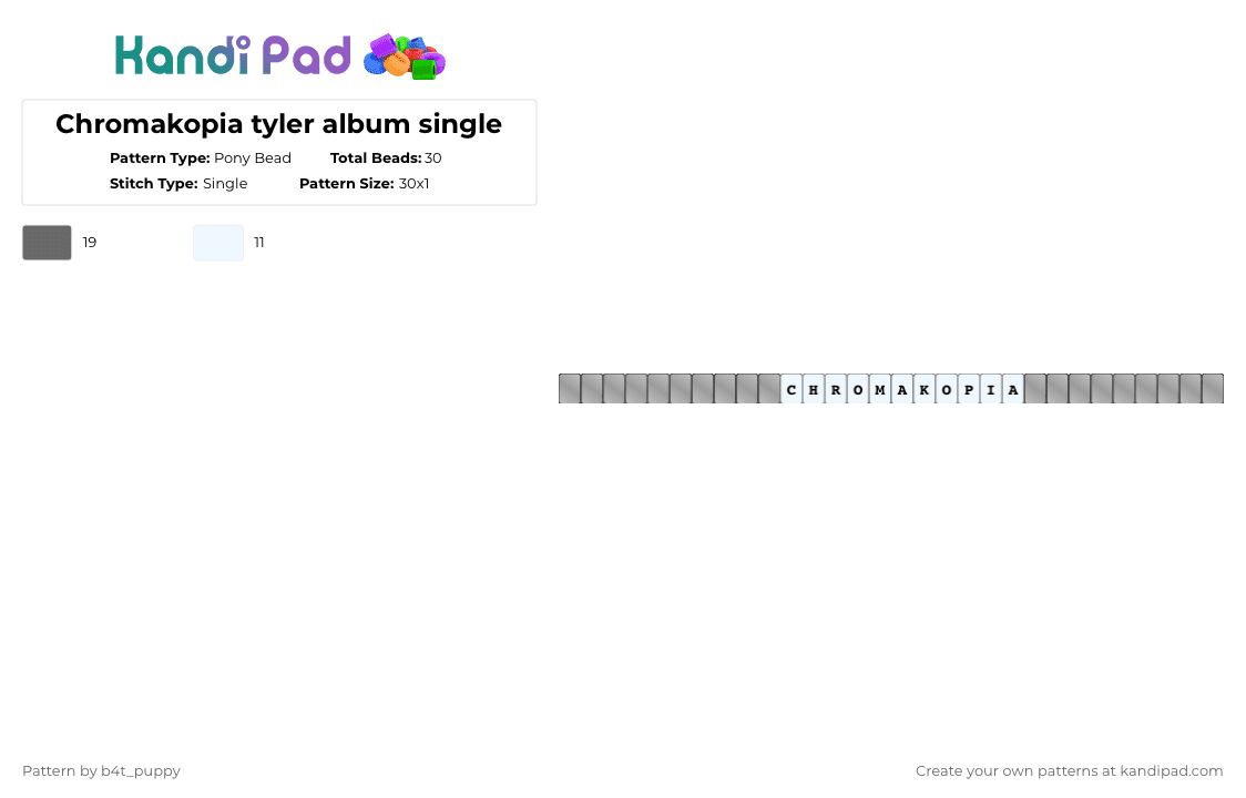 Chromakopia tyler album single - Pony Bead Pattern by b4t_puppy on Kandi Pad - white,gray