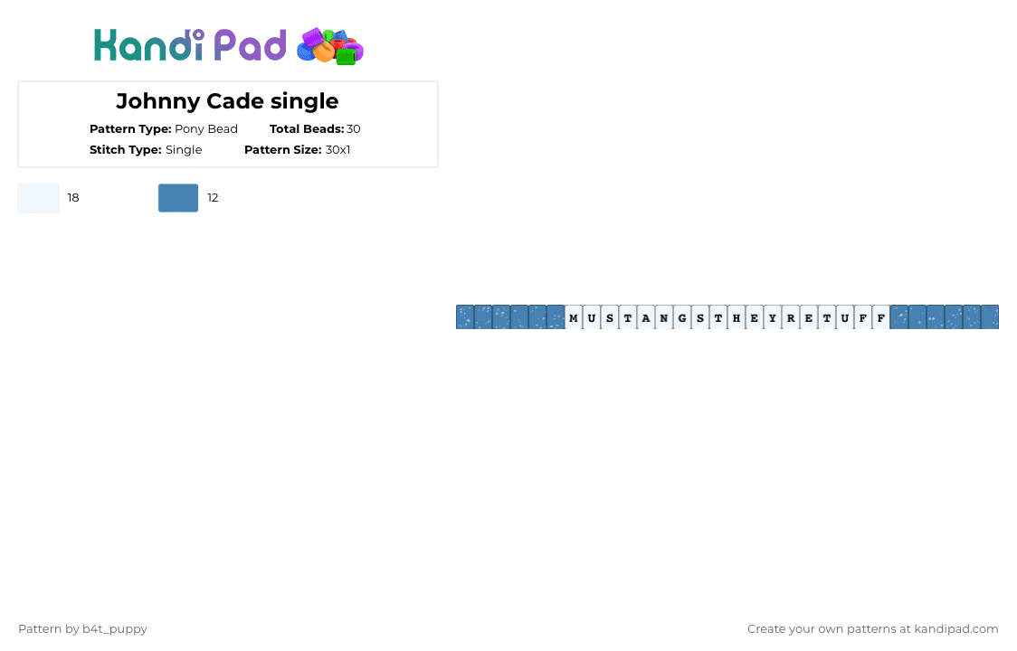 Johnny Cade single - Pony Bead Pattern by b4t_puppy on Kandi Pad - white,blue