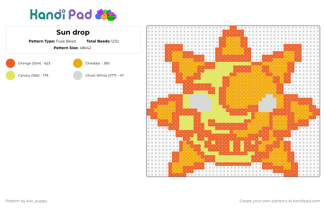 Sun drop - Fuse Bead Pattern by b4t_puppy on Kandi Pad - orange