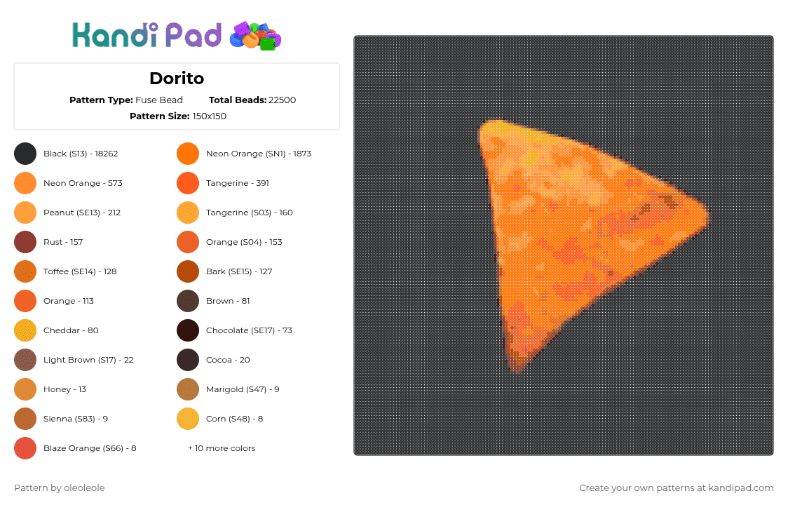Dorito - Fuse Bead Pattern by oleoleole on Kandi Pad - black,orange