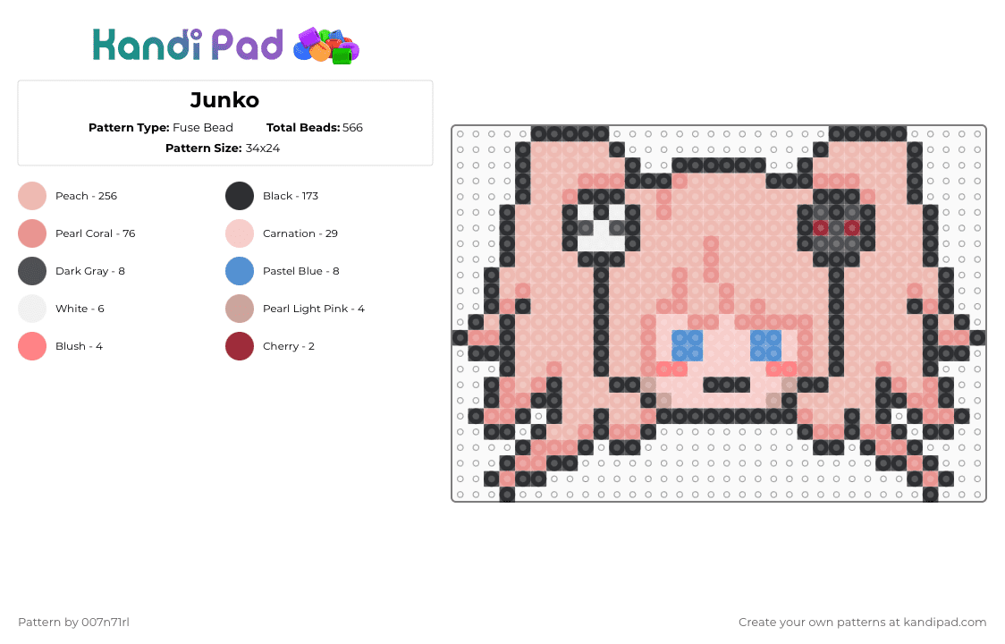 Junko - Fuse Bead Pattern by 007n71rl on Kandi Pad - beige