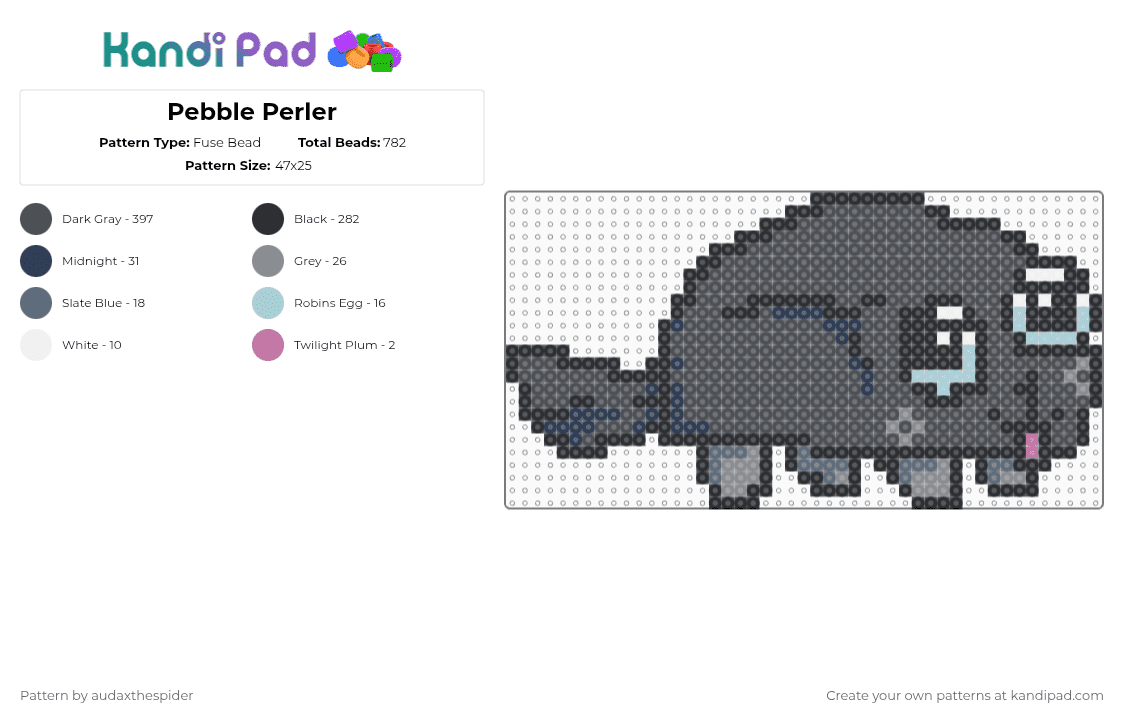 Pebble Perler - Fuse Bead Pattern by audaxthespider on Kandi Pad - gray,dandysworld,dandys world,pebble,dog,rock,pet rock,grey