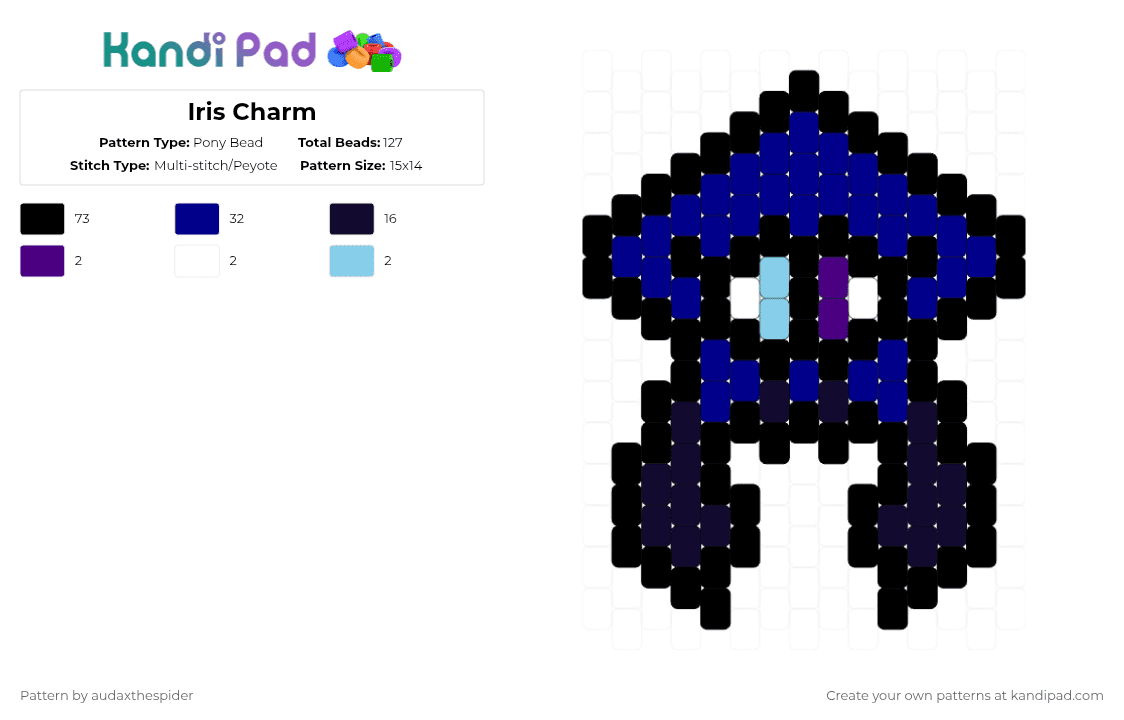 Iris Charm - Pony Bead Pattern by audaxthespider on Kandi Pad - black,purple,oc,splatoon,inkling