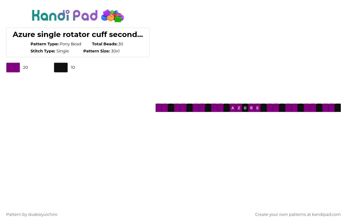 Azure single rotator cuff second part - Pony Bead Pattern by duskieyuichiro on Kandi Pad - black,pink
